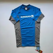 Quicksilver Men's Surf Shirt M Blue Gray Prime SPF 50 Short Sleeve Beach Wear