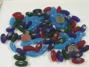 2 Pounds Assorted Colors Oval Evil Eye India Handmade Glass Beads Lot (EP-5) ⭐