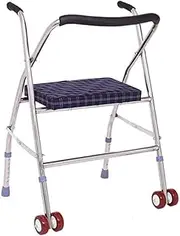 Walker,Walking Frame Lightly Foldable Stainless Steel with Wheels with Seat Rollator Walker Little Surprise
