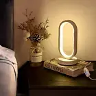 Small Modern Bedside Table Lamp, LED Oval Bedside Night Light, 3 Color Temperatu