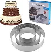 3 Pcs Cake Rings Set Mousse Cake Rings Baking Moulds Circle Pancake Mold English Muffin Ring Biscuit Cutter Set Pastry Mould Reusable Cake Pastry Molds for Making Steaming Baking Cake Decor (Round)