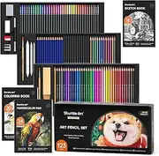 [Shuttle Art] Professional Drawing Kit, 123 Pieces of Drawing Pencils Set Includes Colouring Pencils, Watercolor, Charcoal, Graphite and Sketch, Ideal for Adults Children Artists