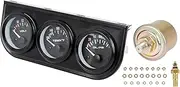 X AUTOHAUX Car 3 in 1 Fahrenheit Water Temperature Gauge Oil Pressure Gauge Voltmeter Voltage Gauge Triple Measure Gauge Kit with Sensor