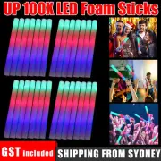 UP 100Pcs LED Foam Sticks RGB Thunder Wand Glow Sticks Flashing Light Rave Party