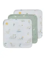 [LIVING TEXTILES] Wash Cloths 3 Pack in White/Sage