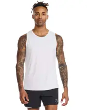 2XU Aero Mens Running Tank - White/Silver Reflective - M