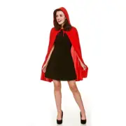 Short Ladies Soft Little Red Riding Hood Cape & Hood Cloak Fancy Dress Adults