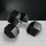 25lbs x 2 Hex Rubber Coat Iron Dumbell Strength Weight Training Commercial Grade