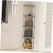 Turn-N-Tube 5 Tier Freestanding Corner Display Rack Shelving Unit, Sonoma