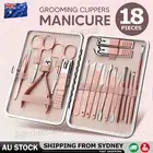 18PCS Manicure Pedicure Kit Set Stainless Steel Nail Grooming Clippers Tools OZ