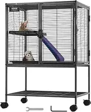 VEVOR 34" Rolling Metal Ferret Cage, Large 2-Tier Critter Nation Cage, Small Animal Cage with Ramps & Tray, Easy to Set up for Pet Rats, Hamster, Guinea Pig, Chinchilla, Squirrel, Hedgehogs, Bunny