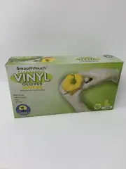 Smooth Touch Vinyl Gloves, Size Large, Powder Free, 100 Gloves, PPE