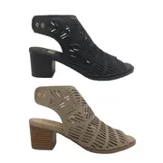 No! Shoes Slitz Ladies Heels Open Toe High Cut Ankle Strap Cut Out Top