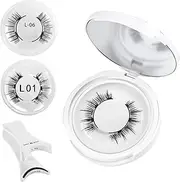 2 Pcs Magnetic Eyelashes Natural Look, Reusable Magnetic Lashes with Applicator, No Glue Needed, Easy to Wear & Remove, Wispy Magnetic Lashes for Effortless Beauty (Style L01 L06)