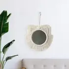 Macrame Hanging Wall Mirror Boho Hanging Mirror for Apartment Office Bedroom