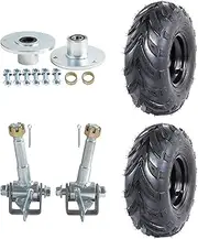 Set of 2 YC Yier 145/70-6 ATV Go Kart Tires and Rims 145x70-6 Inch Golf Cart Tires Go Kart Buggy ATV Mini-bikes Quad Bike Tires and Wheels with Steering Knuckles Wheel Hubs 3 Hole