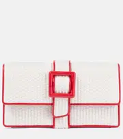 [Manolo Blahnik] Manolo Blahnik Maycap raffia-effect clutch One Size white