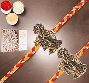 Ghasitaram Gifts Rakhi for Brother Rakhis Online - Set of 2 - L-1 Krishna Rakhi with 400 GMS of Kaju katli