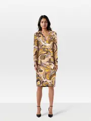 Abstract Patterned Long Sleeve Dress