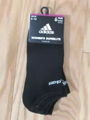 Adidas Womens Superlite No Show Athletic Sneaker Socks Black ~~6 PAIRS~~