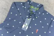 William Murray Shirt Mens Small Blue Polo Divots Dots