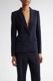 Stella McCartney Iconic Regular Fit Stretch Wool Blazer in Ink at Nordstrom, Size 4 Us