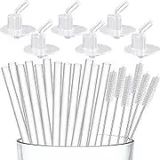 12-Pack Replacement Straws for Thermos Funtainer 12 Ounce Bottle,Silicone Straws Stem Set with Cleaner Brushes for Thermos Kids (12 Straws+6 pop-up Straw Stems+6 Cleaner Brushes)