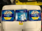 3 Boxes Of 36 Tampax Pearl Regular Leakguard Protection Tampons = 108