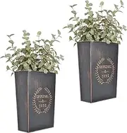LESEN Rustic Metal Wall Planter Country Home Hanging Wall Vase Pocket for Plants or Flower Indoor or Outdoor Farmhouse Wall Decor,Set of 2