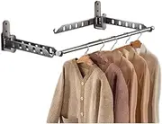 LAGLLGMT Wall Mounted Drying Rack, Hanger Collapsible Clothing Rack with Clothesline Pole, Space Saver Clothing and Closet Rod Storage Organizer, for Laundry Room Bedroom Bathroom Kitchen