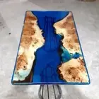 Dinning, Sofa, Table Blue Epoxy Resin Table Walnut Wood Table Top Custom Order
