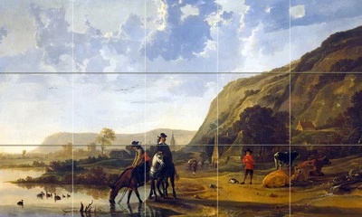 Landscape Art Aelbert Cuyp Tumbled Marble Mural Backsplash Bath Tile #2238