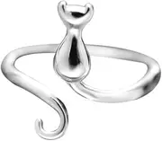 [Generic] Cute Cat Engagement Open Toe Rings Pet Lovers Dainty Adjustable Finger Promise Statement Band Ring Jewelry