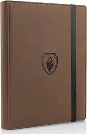 Fabmaker Trading Card Binder 9 Pocket, Card Collection Binder for 360 Cards, Premium PU Card Book, Sturdy Card Folders, Card Holder Binder, Card Album for MTC, TCG, Game Cards, Sports Cards, Brown