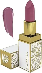 [Just Herbs] Natural & Organic Herb Enriched Ayurvedic Creamy Matte Lipstick For Dry & Chapped Lips- Paraben & Chemical Free Lipstick (Bright Pink, Shade no. 3)