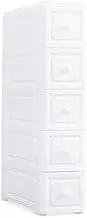 Conworld Super Light Weight Slim Plastic Bathroom Storage, Self-Assembling Bathroom Organizer 5 Tier Slim Storage Cart with 4 Wheels (Product Comes with Installation Instructions and Video)