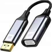 Co2 DisplayPort to VGA Adapter, DP to VGA D-SUB 2K/60Hz, Full HD, Plug & Play, Gold Plated, Unidirectional, Compatible with Computer, Desktop, Laptop, PC, Monitor, Projector