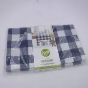 Food Network Blue / White Checked 14 x 120 in Woven Table Runner Gingham Plaid