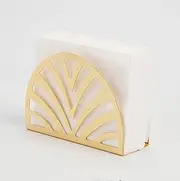 Plating Gold Freestanding Tabletop Napkin Holder,Decorative Tissue Dispenser,Modern Geometric Napkin Holders for Kitchen/Table Napkin Holder with Non-Skid Feet (Semicircle)