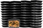 56oz Black Rectangular Microwavable Food Storage Meal Prep Container w Lid 100pc