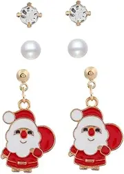 [SHERCHPRY] 5 Pair Pearl Ear Studs Xmas Rhinestone Earring Christmas Tree Earring Santa Earring Christmas Dangle Hook Earring Party Ear Ornament Christmas Pearl Earing Earrings Jewelry, Size 2,