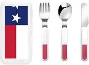 Texas State Flag 3 Piece Set For Camping Stainless Steel Flatware, Spoon, Fork, Knife, Ideal For Outdoor