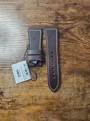 Panerai 27mm OEM Dark Brown Raw Cut OP Leather Strap for 22mm Ardillon Buckle