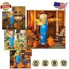 Weather-Resistant 7FT Thanksgiving Scarecrow Inflatable with Bright LED Lighting