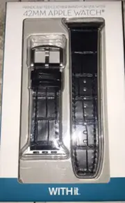 Genuine Leather Strap Band for Apple Watch Series 4 44mm Black-Brand New-SHIP24H