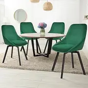 ALFORDSON Velvet Dining Chairs Set of 4, Kitchen Chair with Swivel Seat, Metal Legs & Floor Protector, Reading Seating for Home Cafe Coffee Table, Max 150kg, Green