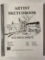 Sketch Pad Artist 9 X 12 Inches 50 Sheets 80 Lbs Medium Tooth Pencil Ink Pastel