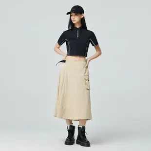 【GAP】女裝 Logo印花立領短袖T恤-黑色(876152)