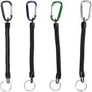 [OSALADI] 4pcs Retractable Spring Coil Keychain Phone Anti Theft Rope Coiled Fishing Lanyard with Lobster Claw Clasps Spring Key Chain for Outdoor Fishing Hiking and Recreation