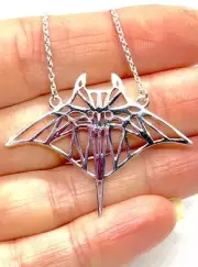 New Sterling Silver Cutout Stingray Necklace - 7 grams